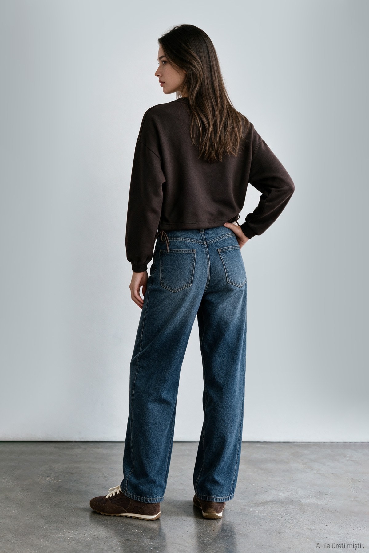 Quzu Nakış Detaylı Sweatshirt Kahve