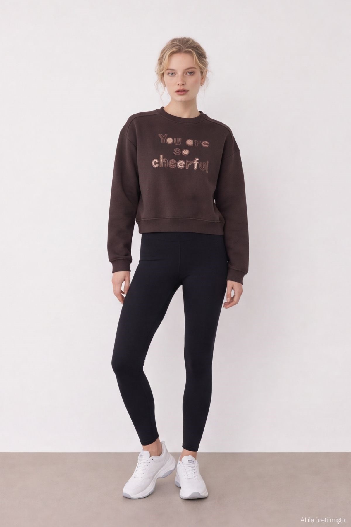 Quzu Nakış Detaylı Sweatshirt Kahve