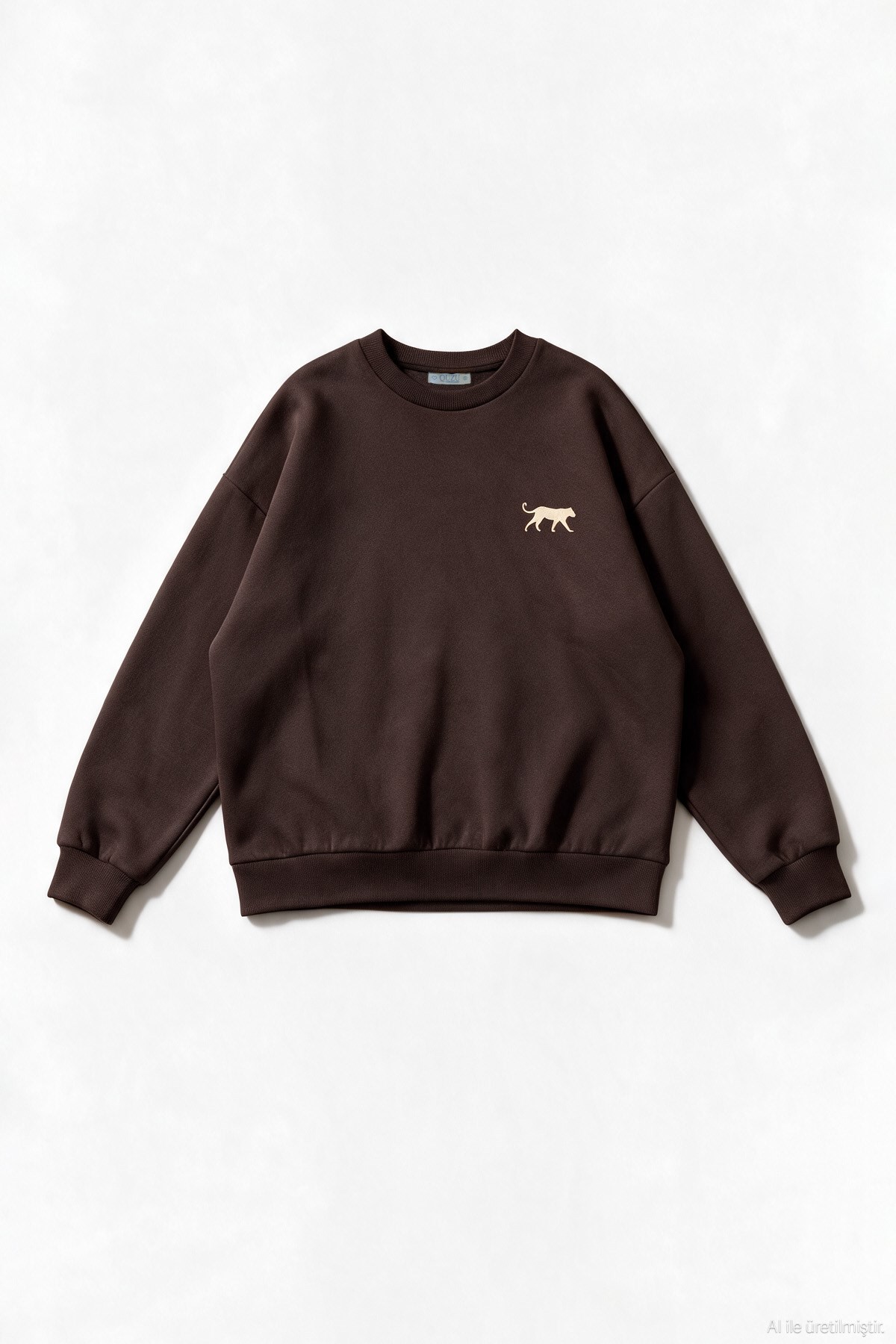 Quzu Nakış Detaylı Sweatshirt Kahve