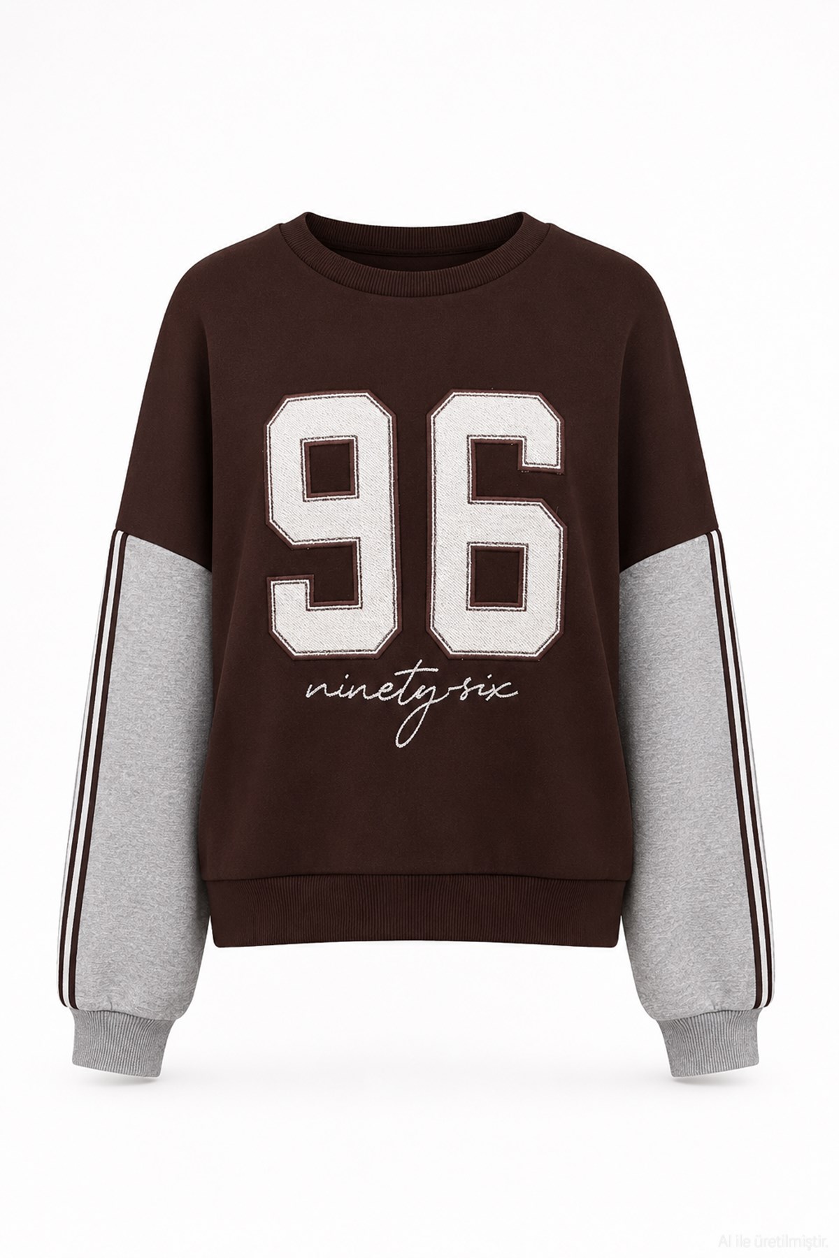 Quzu Nakış Detaylı Sweatshirt Kahve