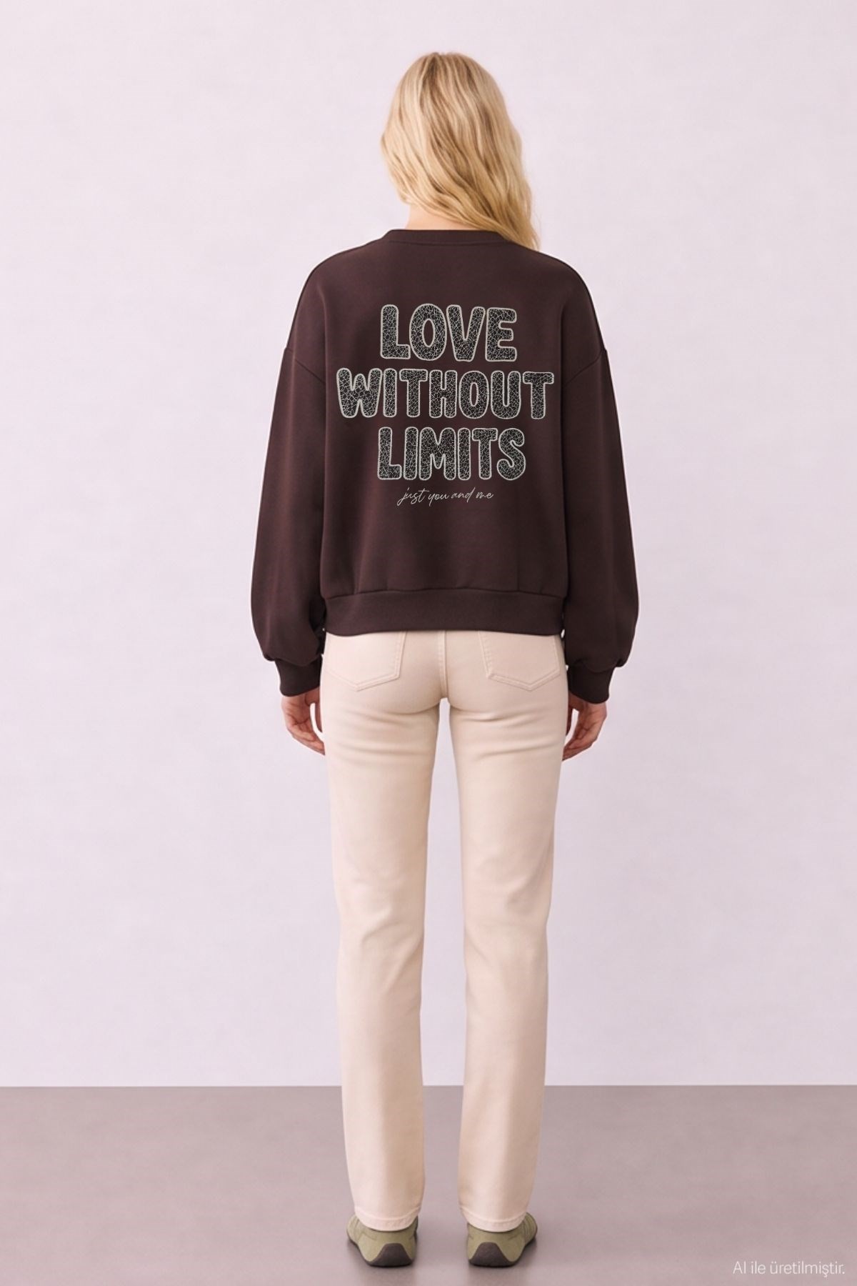 Quzu Nakış Detaylı Sweatshirt Kahve