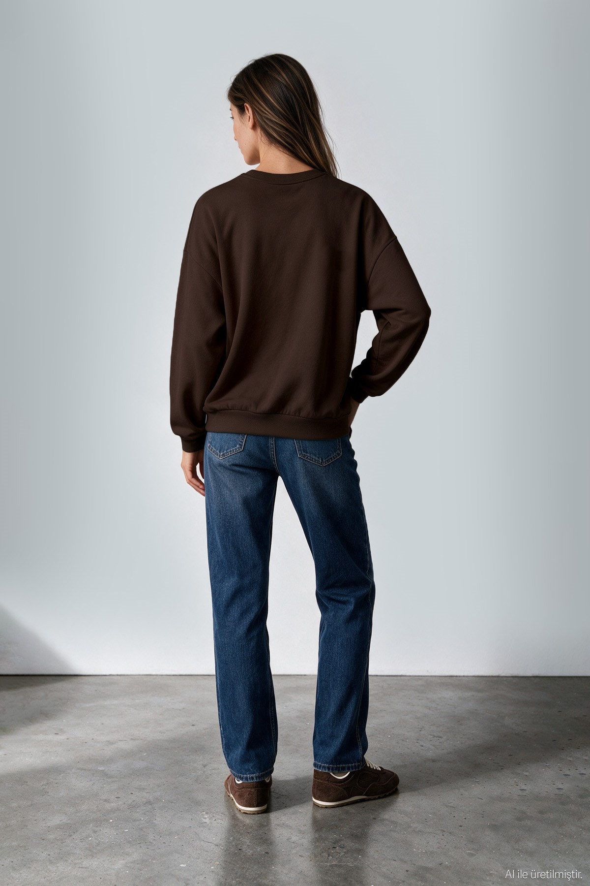 Quzu Nakış Detaylı Sweatshirt Kahve