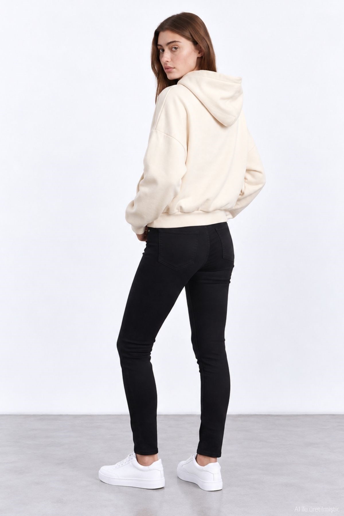 Quzu Nakış Detaylı Sweatshirt Krem
