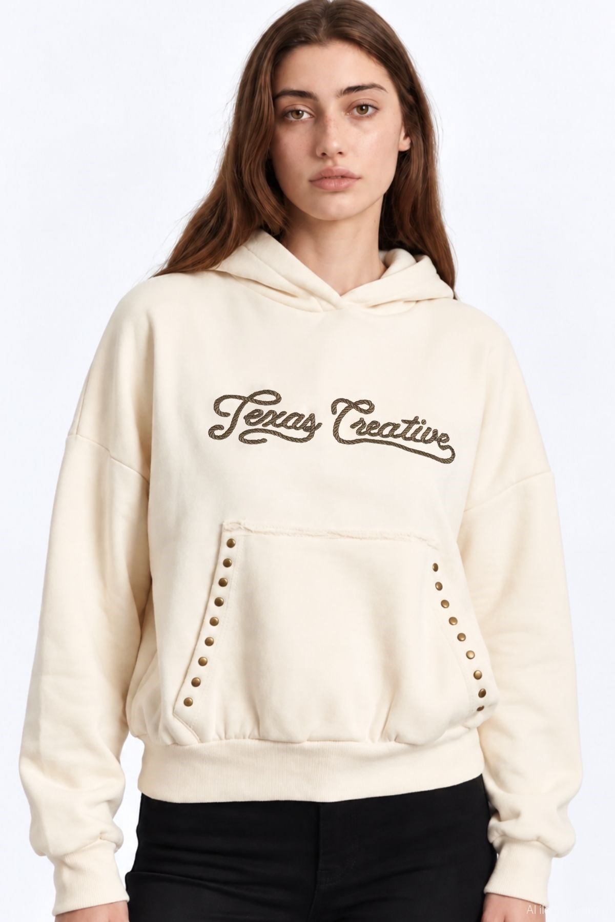 Quzu Nakış Detaylı Sweatshirt Krem