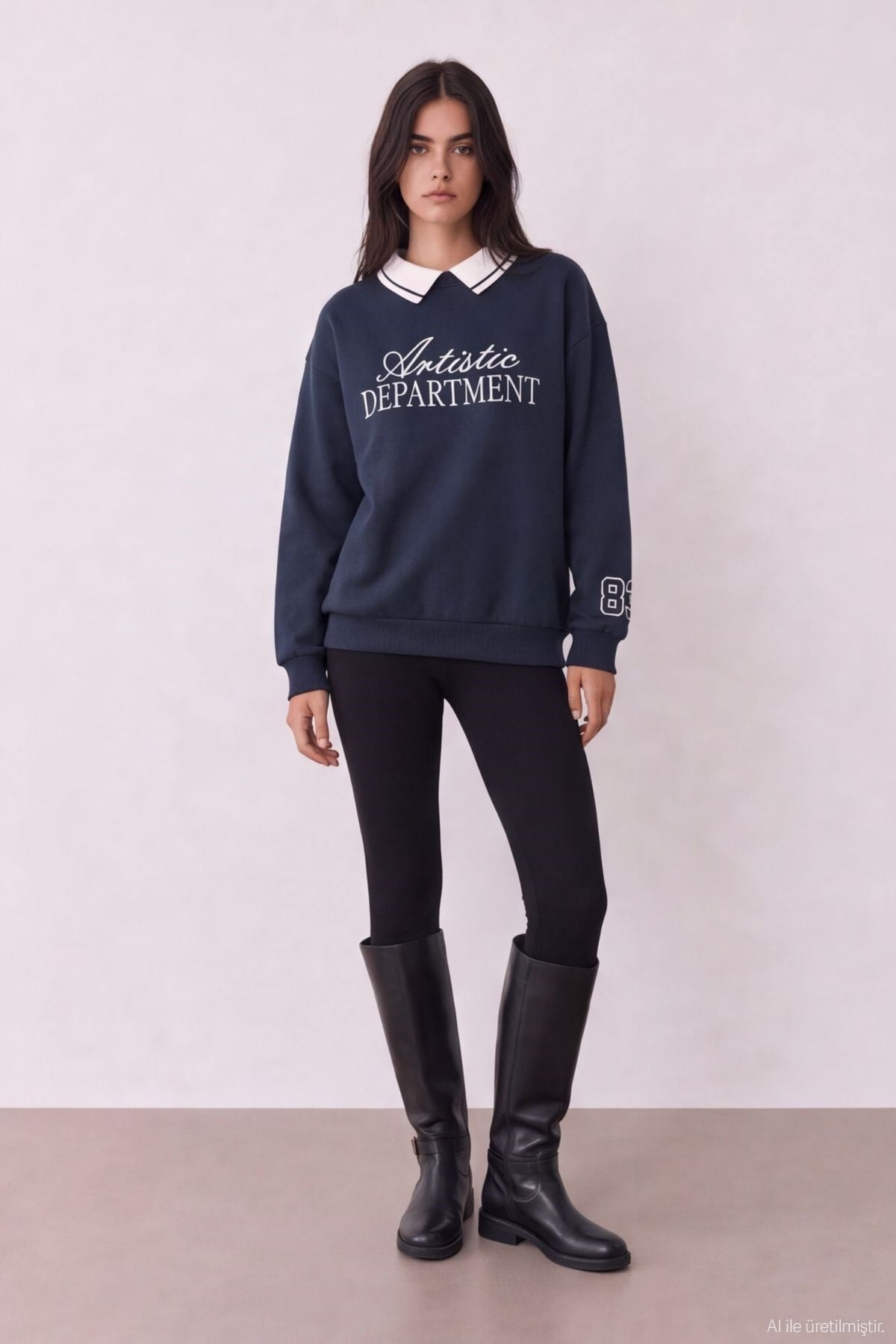 Quzu Nakış Detaylı Sweatshirt Lacivert