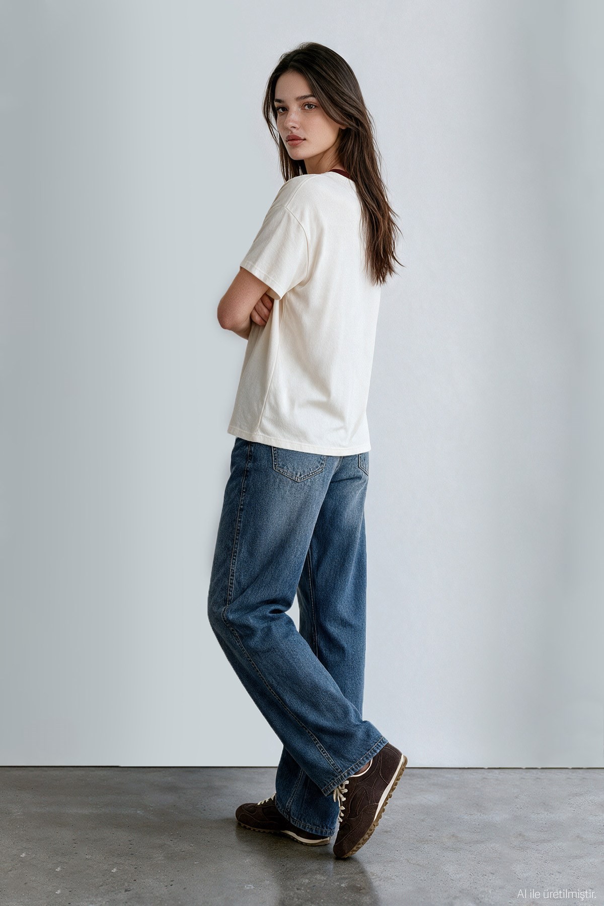 Quzu Nakış Detaylı T-shirt Ekru