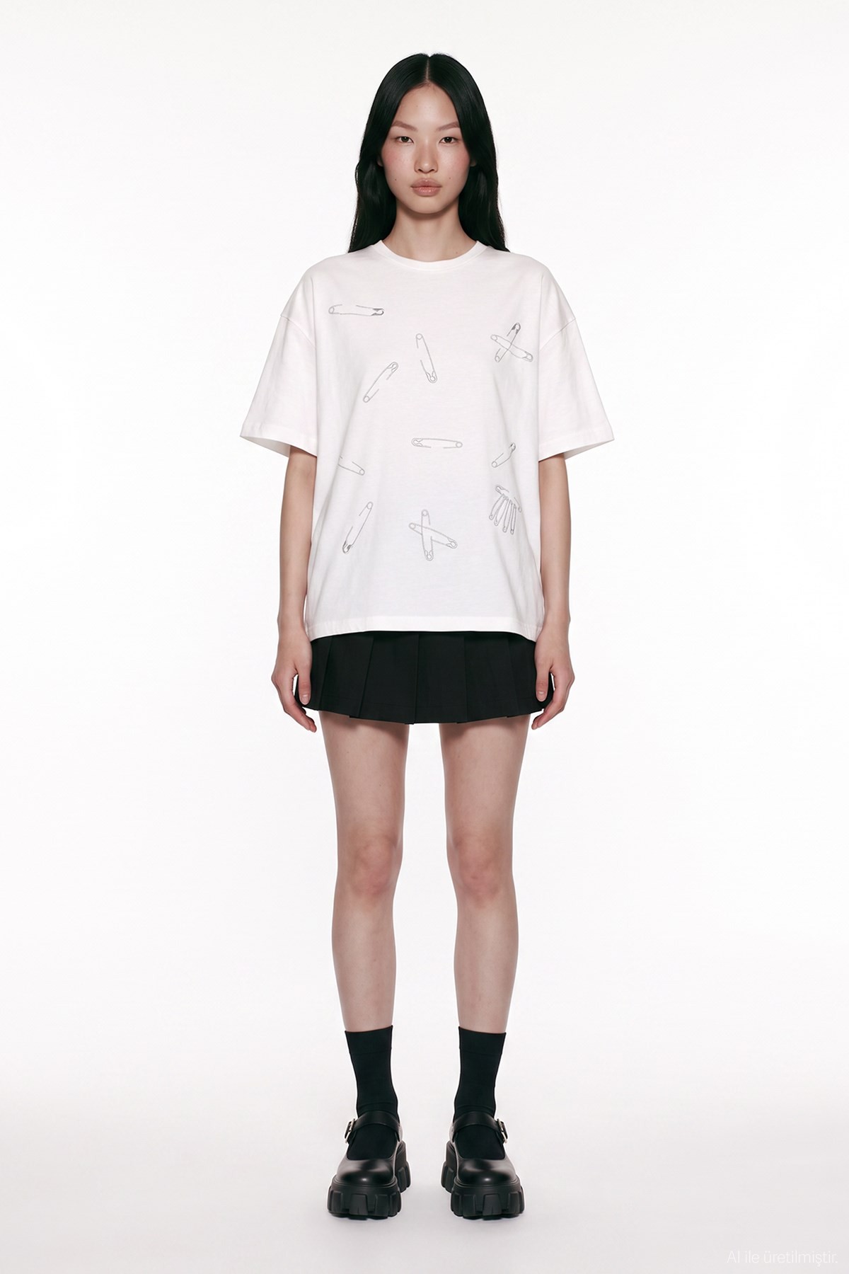 Quzu Nakış Detaylı T-shirt Ekru