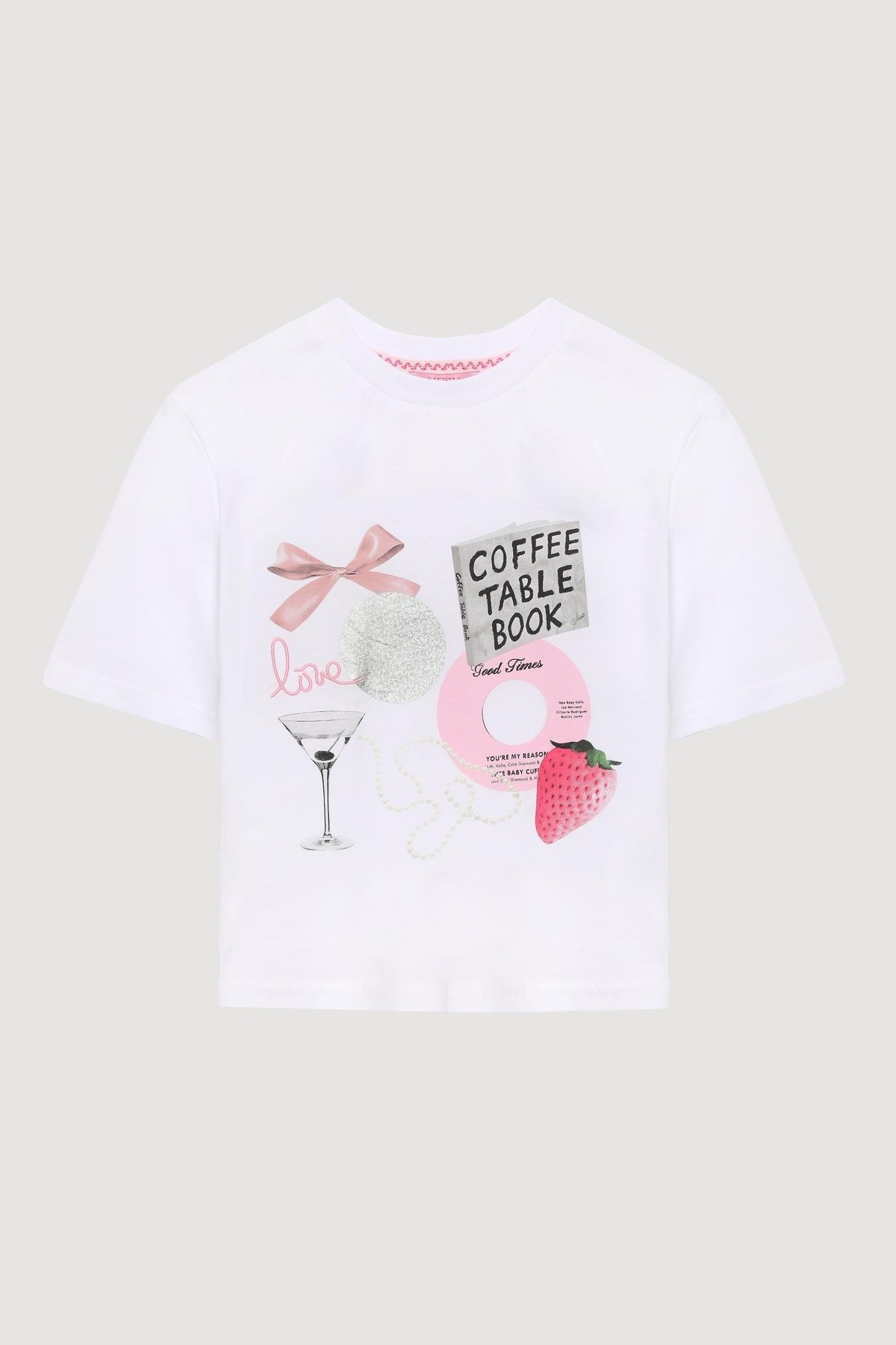 Quzu Nakış ve Baskılı T-shirt Beyaz