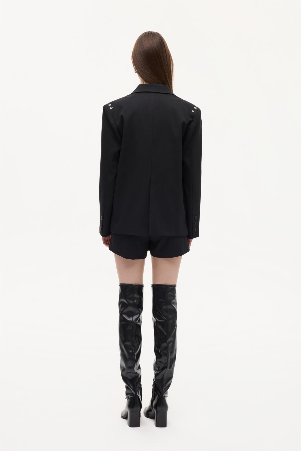 Quzu Omuz Detaylı Blazer Ceket Siyah