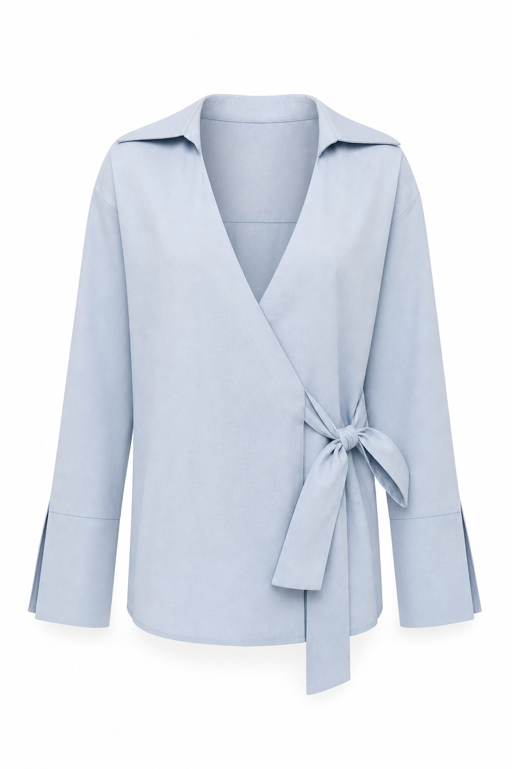Quzu Front Tie Detailed Blouse Blue