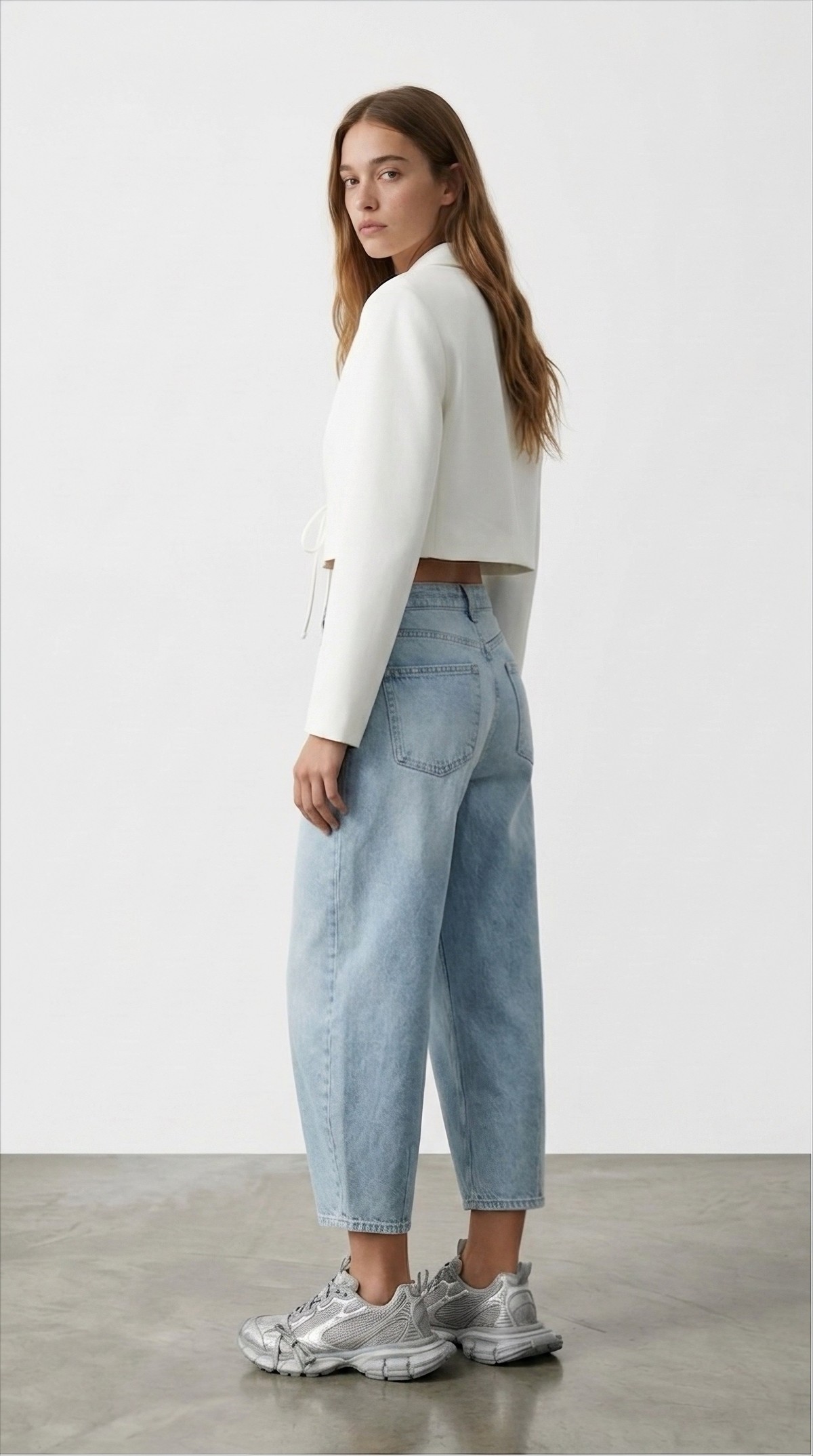 Quzu Front Tie Crop Jacket Ecru