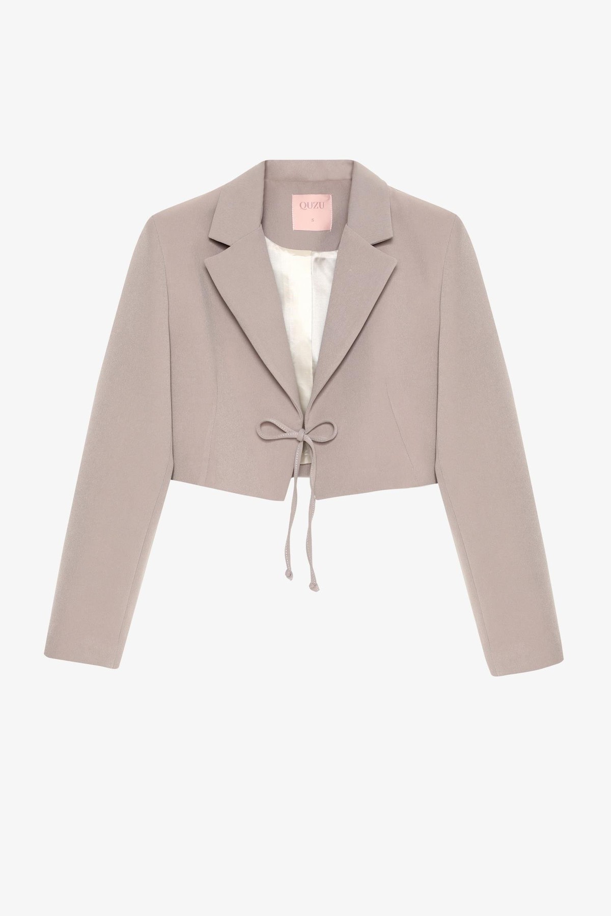 Quzu Önü Bağlamalı Crop Ceket Gri