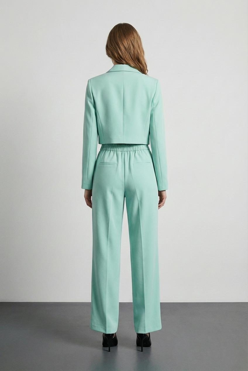 Quzu Önü Bağlamalı Crop Ceket Mint