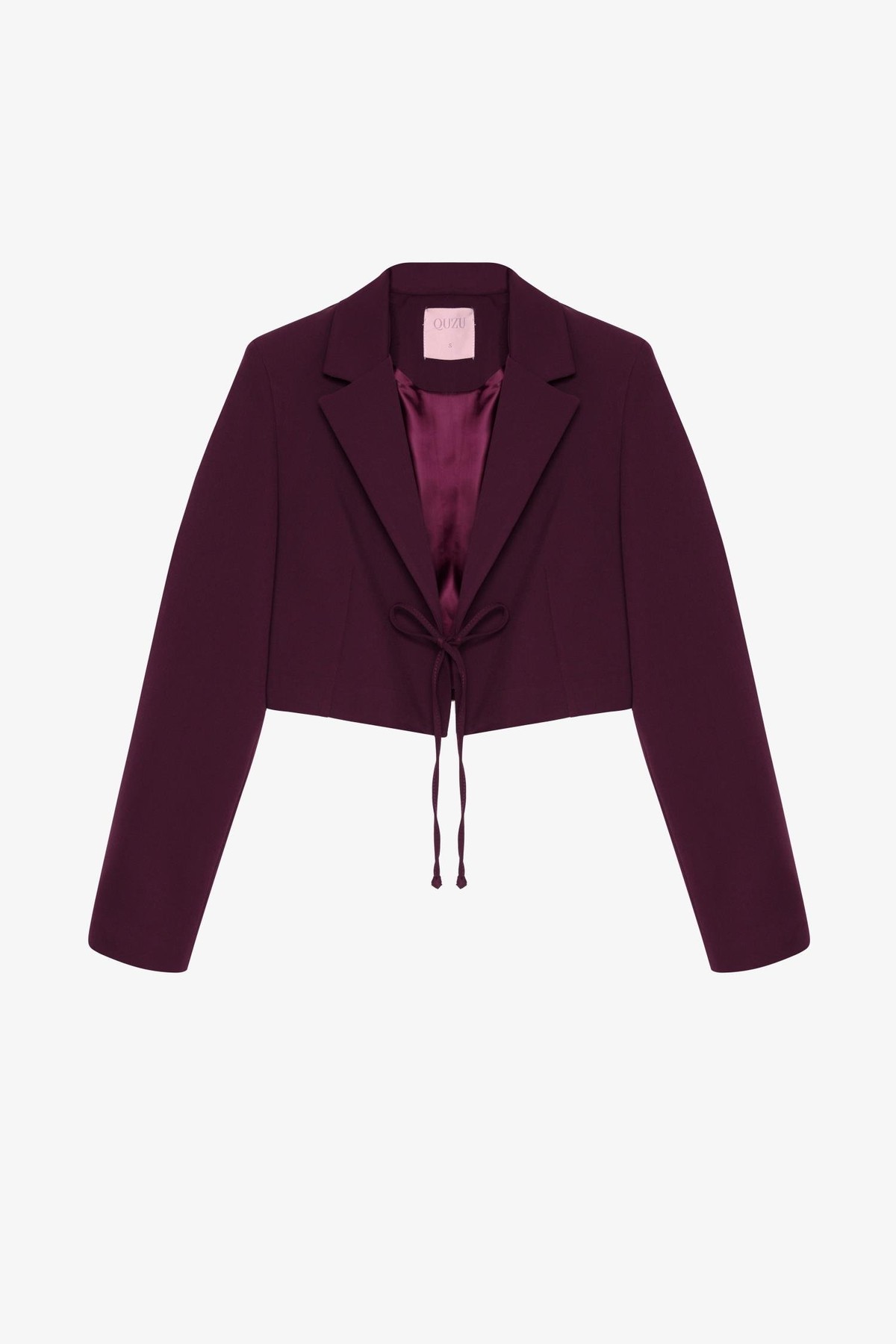 Quzu Önü Bağlamalı Crop Ceket Mürdüm