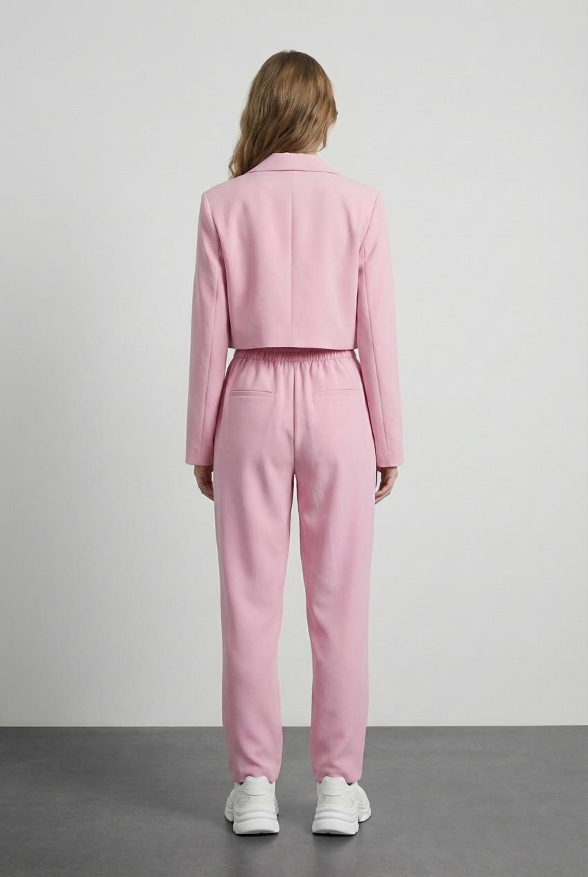 Quzu Önü Bağlamalı Crop Ceket Pembe