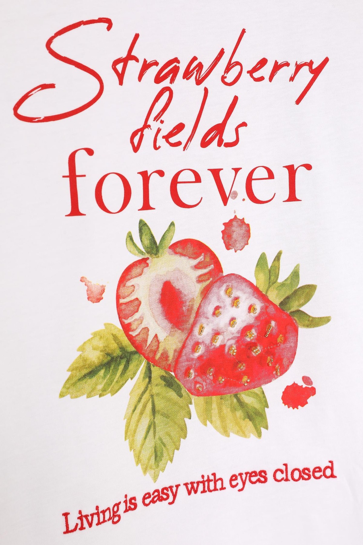 Quzu Önü Baskı ve Nakış Detaylı T-shirt Beyaz