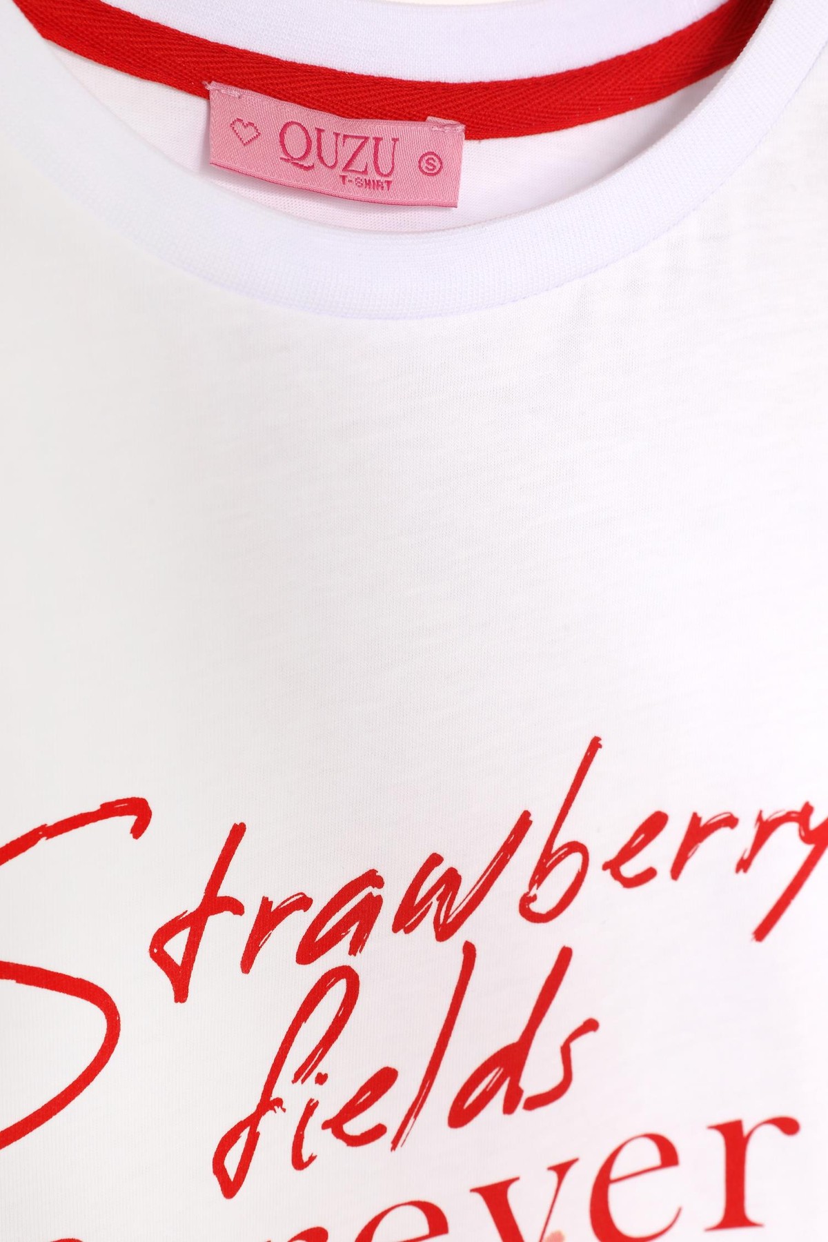 Quzu Önü Baskı ve Nakış Detaylı T-shirt Beyaz