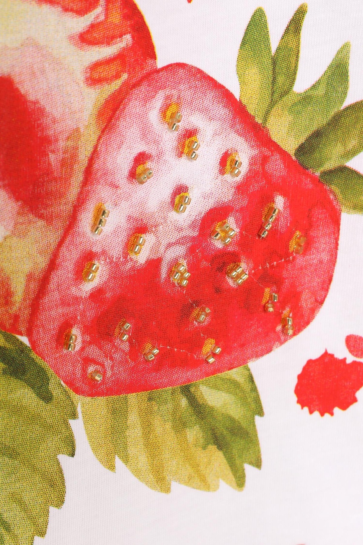 Quzu Önü Baskı ve Nakış Detaylı T-shirt Beyaz