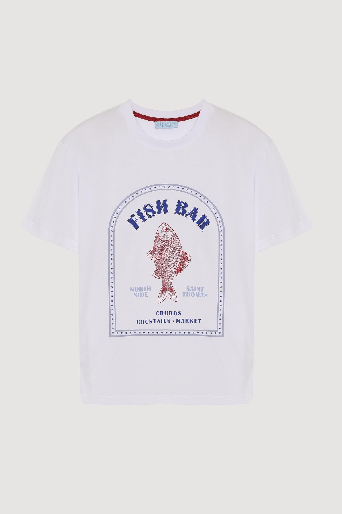 Quzu Önü Detaylı T-shirt Beyaz