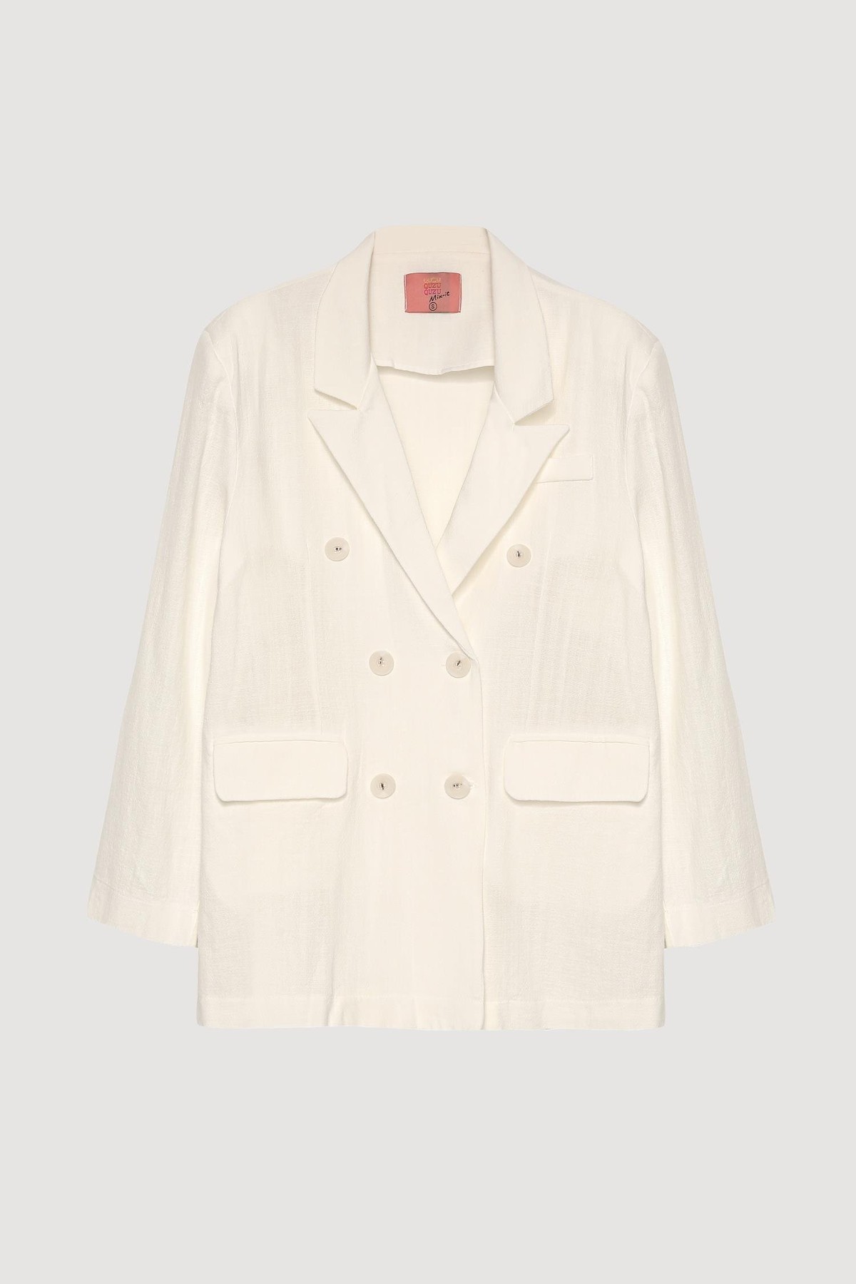 Quzu Önü Düğme Detaylı Ceket Ekru