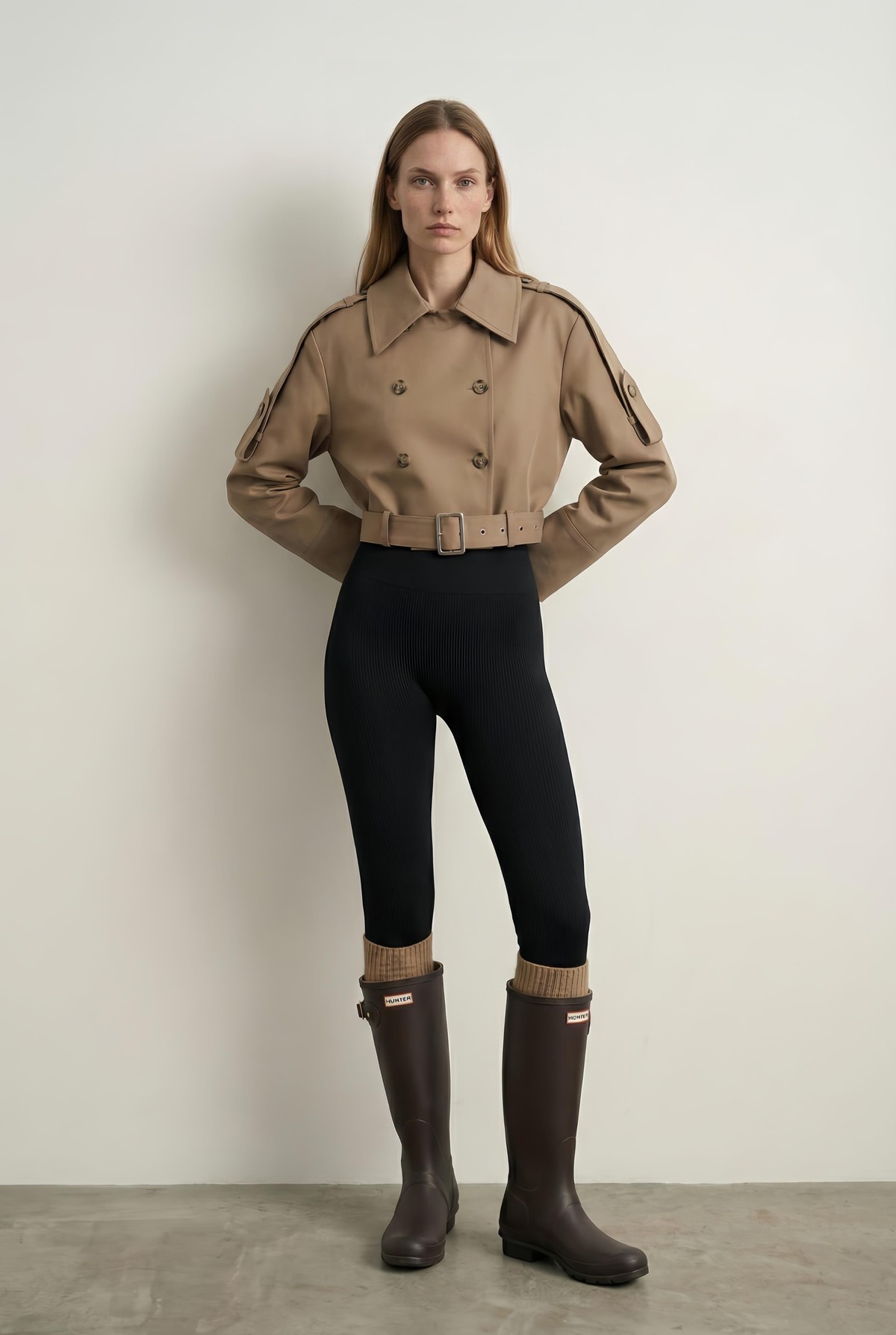 Quzu Önü Düğme Ve Kemerli Trençkot Bej