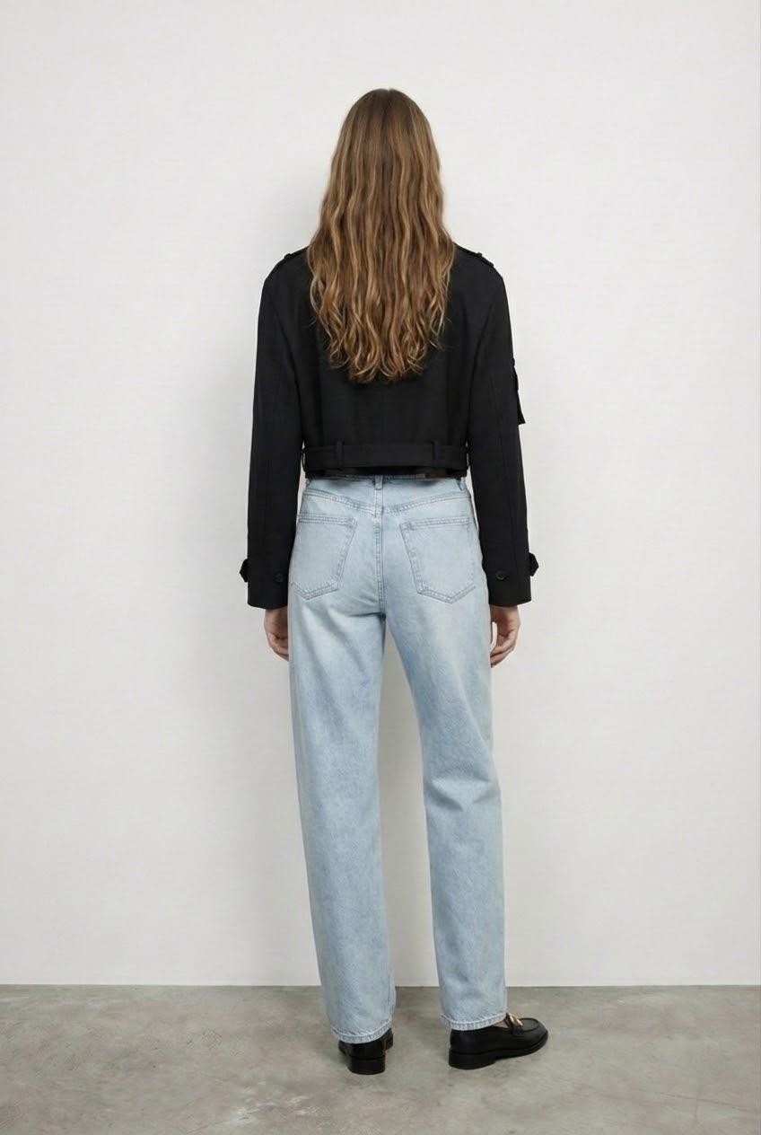 Quzu Önü Düğme Ve Kemerli Trençkot Siyah