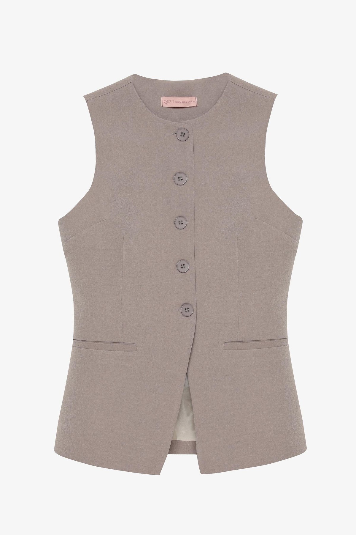 Quzu Önü Düğmeli Yelek Gri