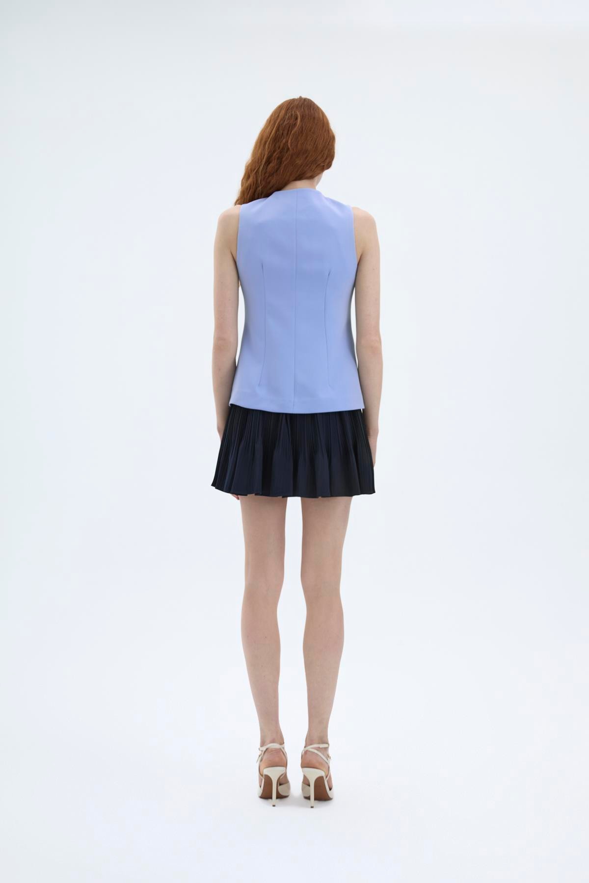 Quzu Önü Düğmeli Yelek Mavi