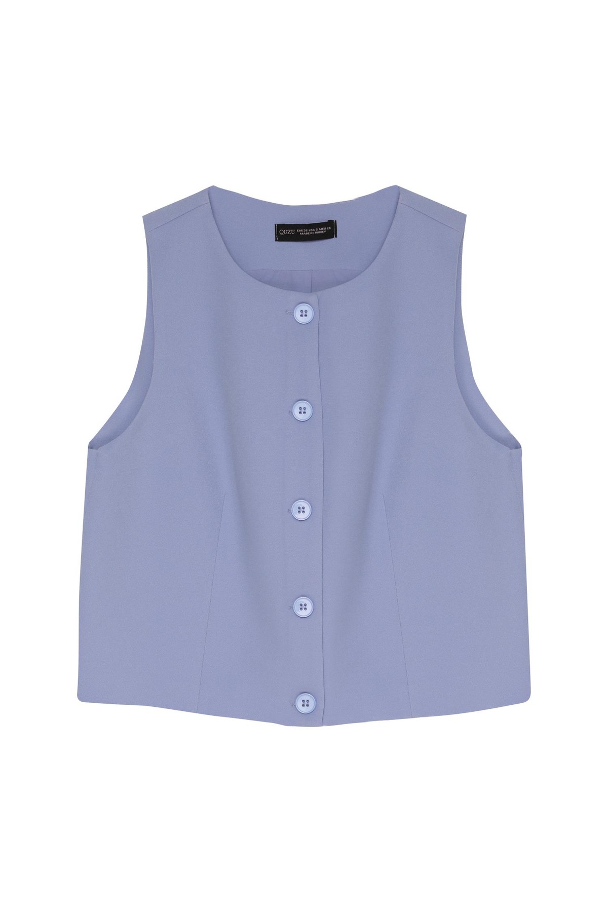 Quzu Önü Düğmeli Yelek Mavi