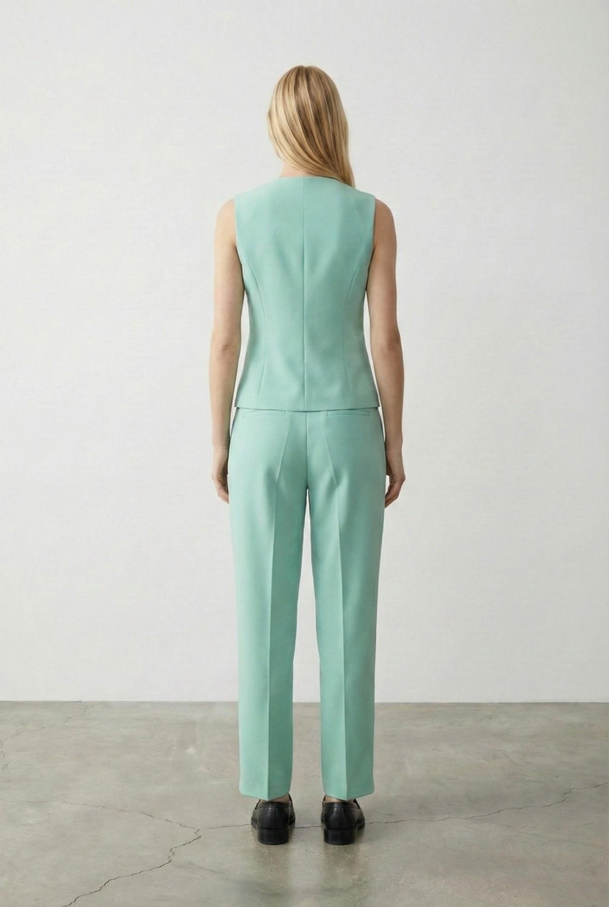 Quzu Önü Düğmeli Yelek Mint