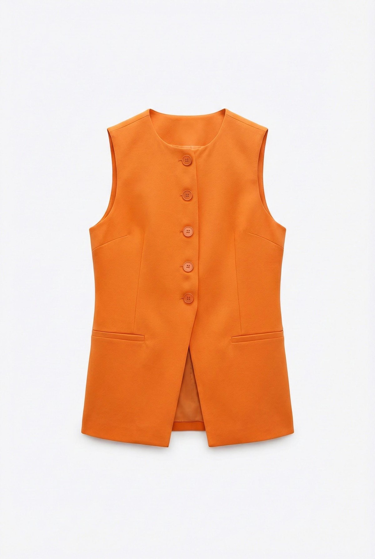 Quzu Önü Düğmeli Yelek Turuncu
