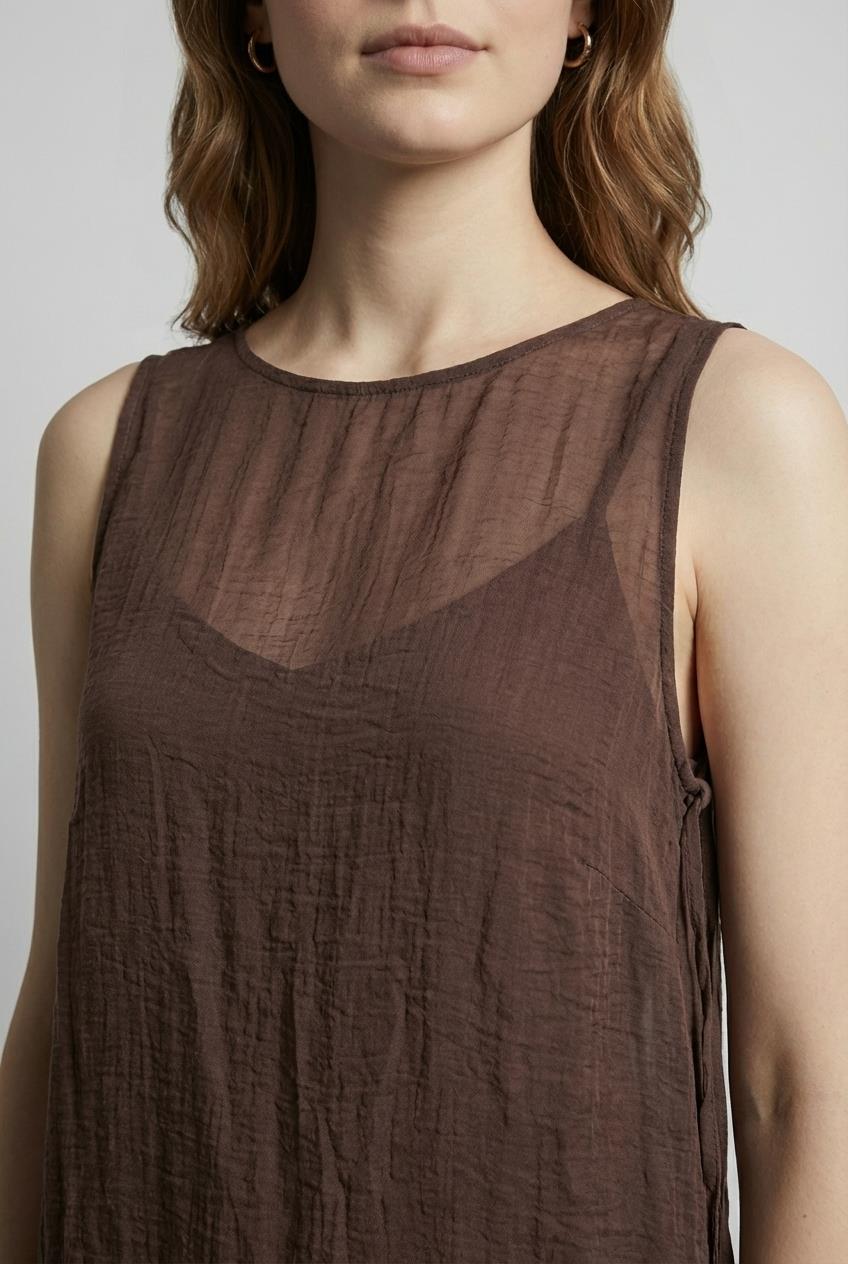 Quzu Organze Astarlı Elbise Kahve