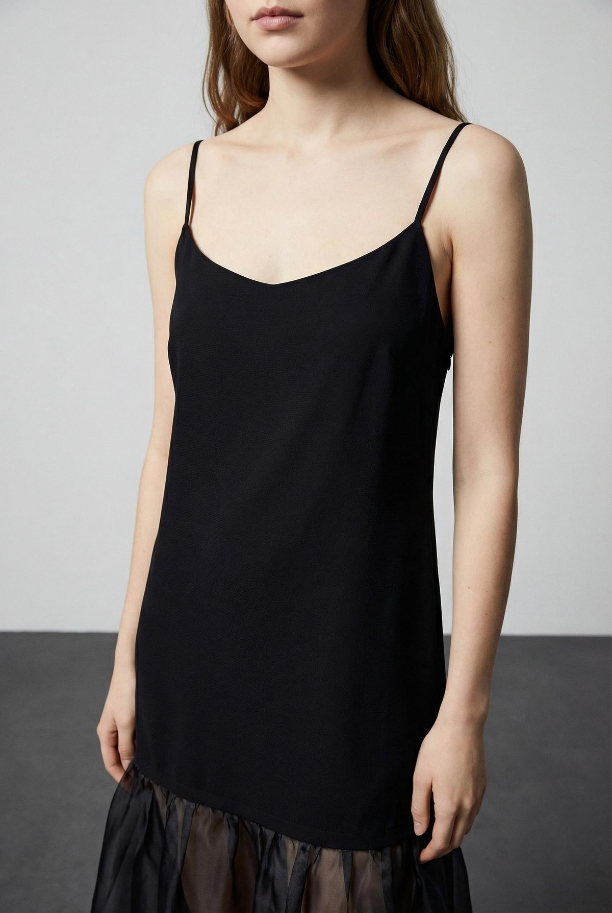 Quzu Organze Matchli Elbise Siyah