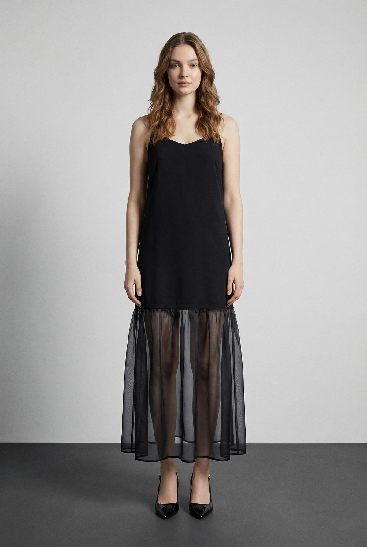 Quzu Organze Matchli Elbise Siyah