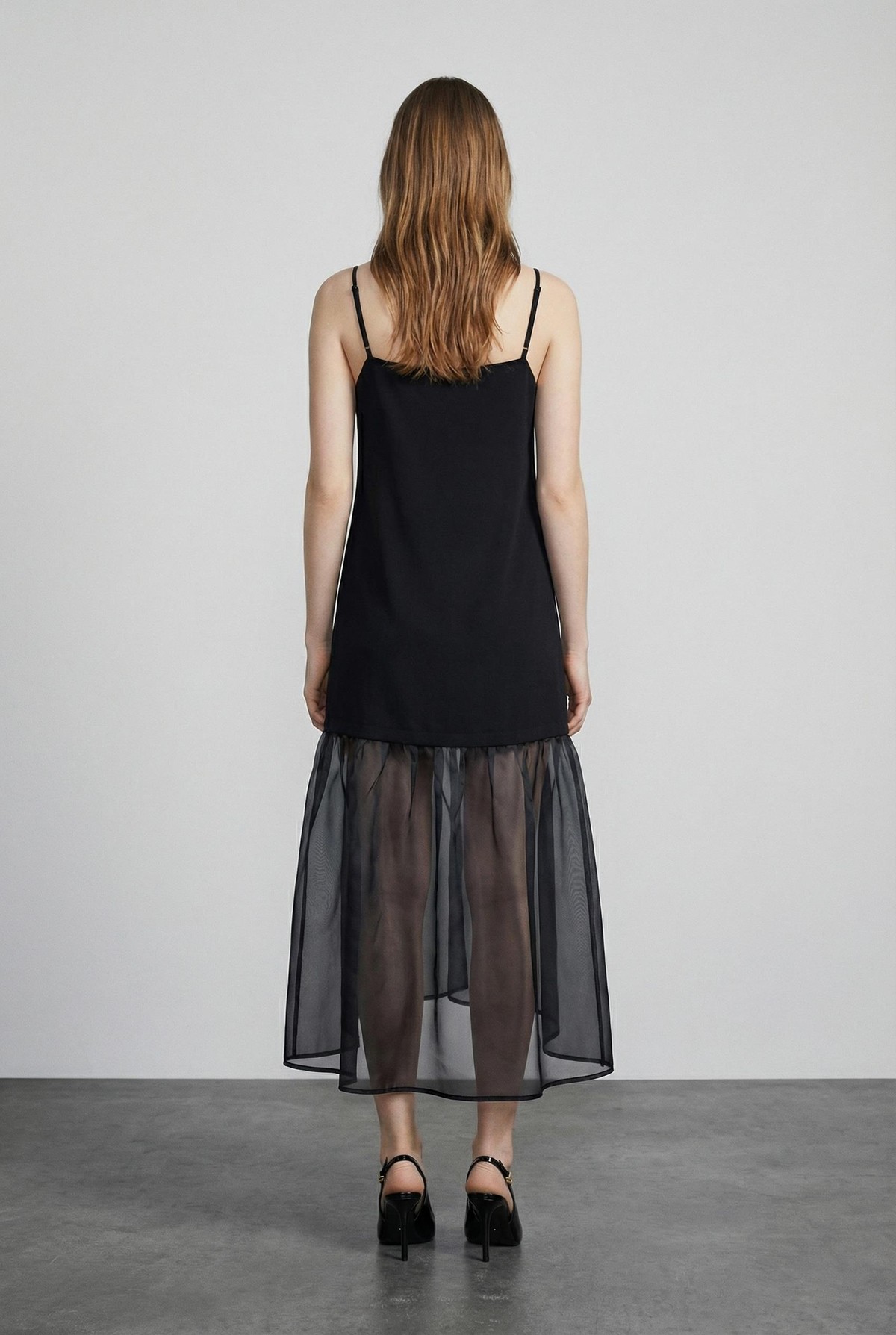 Quzu Organze Matchli Elbise Siyah