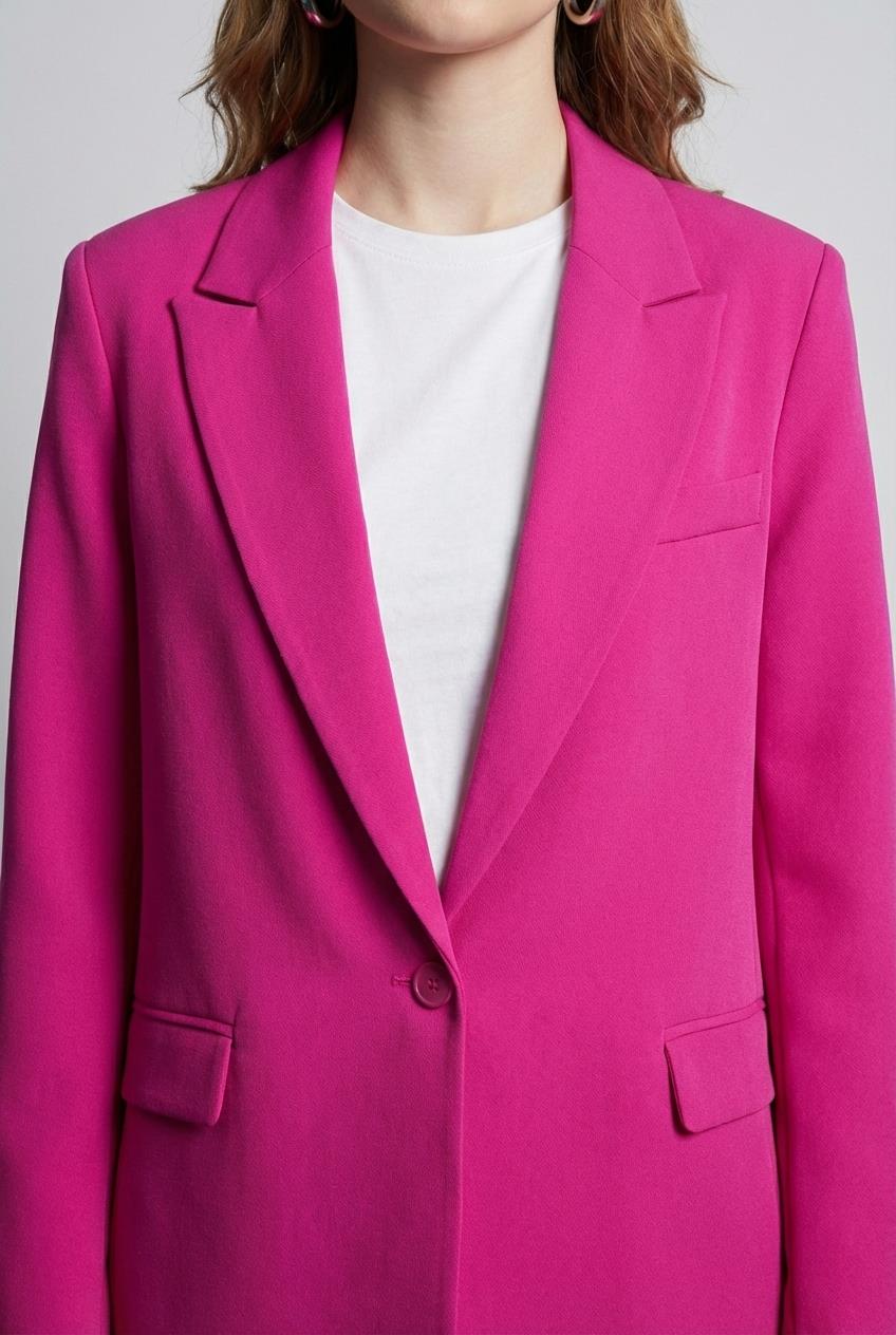Quzu Oversize Blazer Ceket Fuşya