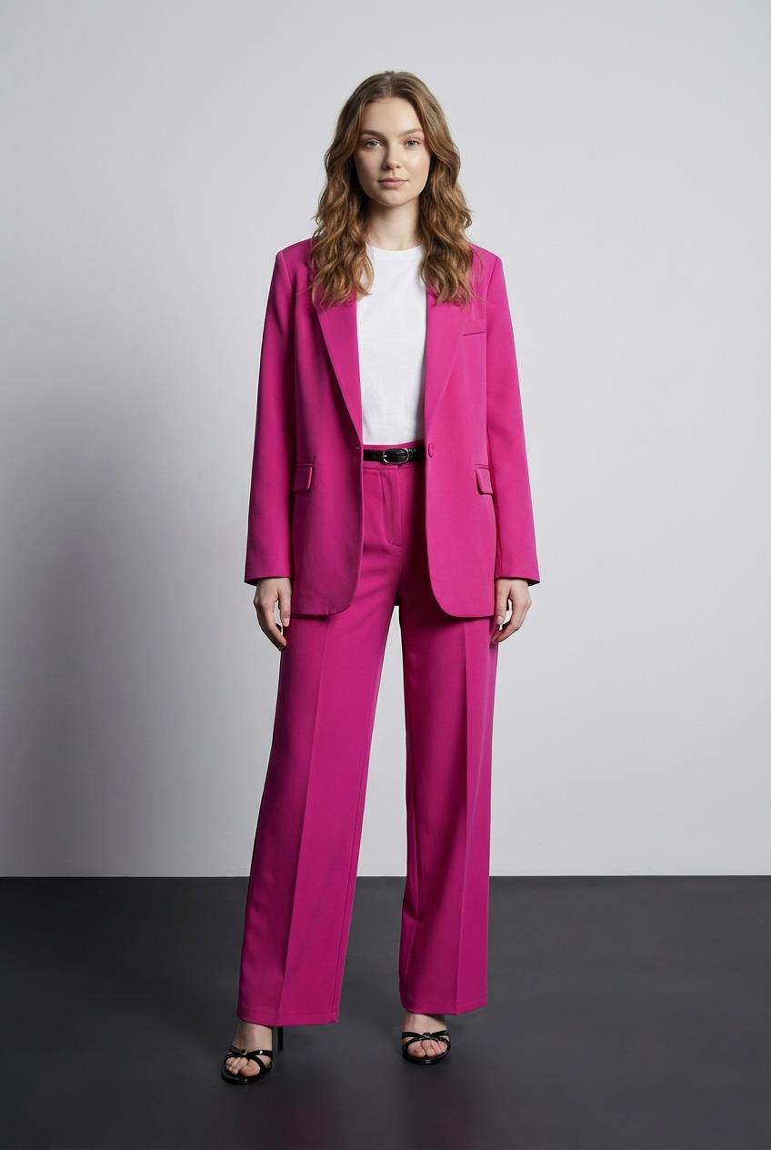 Quzu Oversize Blazer Ceket Fuşya
