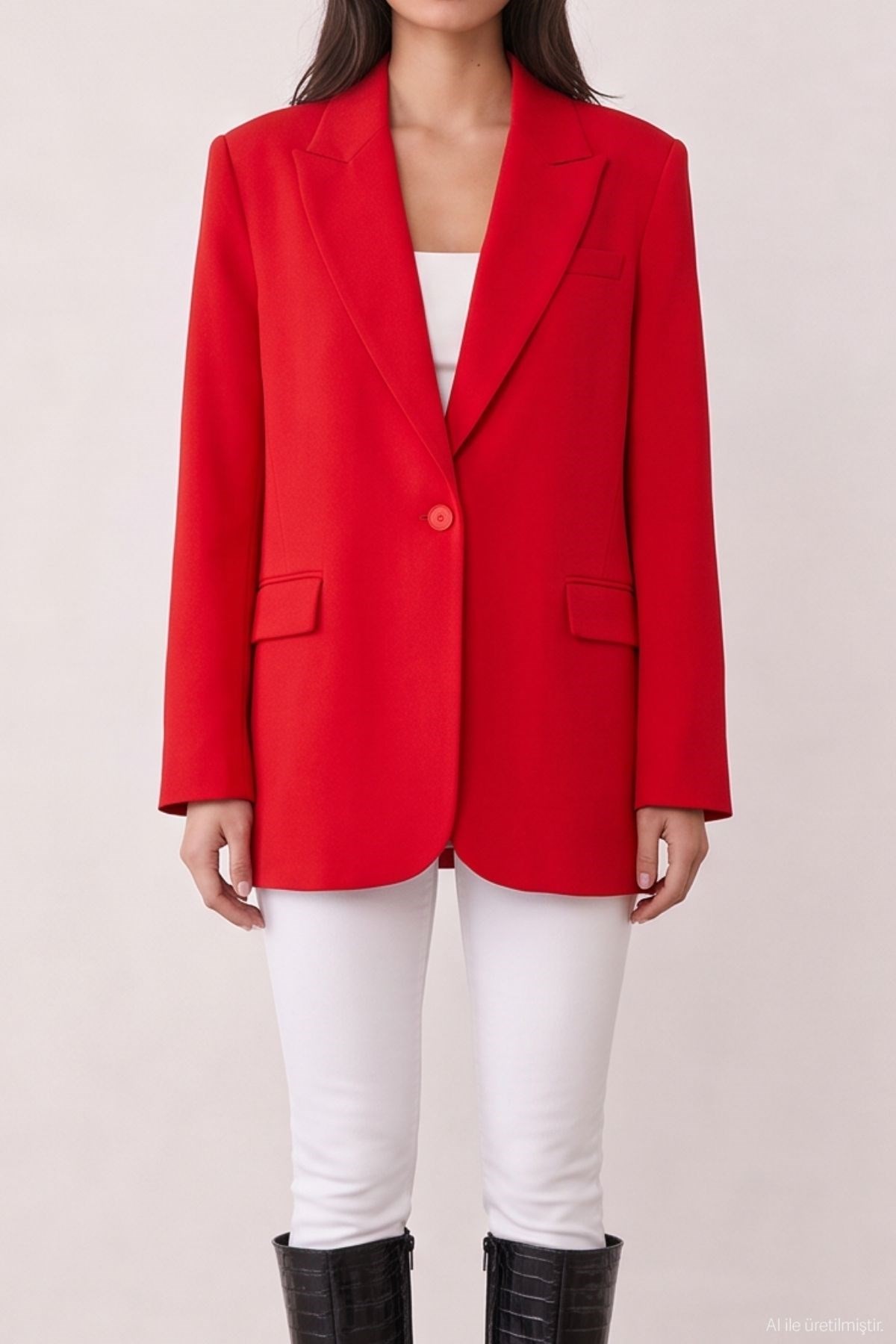 Quzu Oversize Blazer Jacket Red