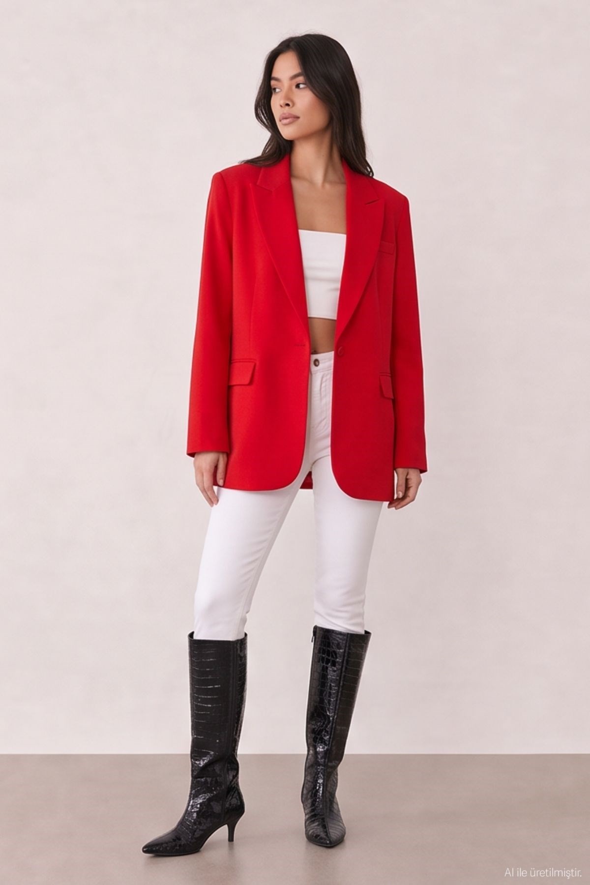 Quzu Oversize Blazer Jacket Red
