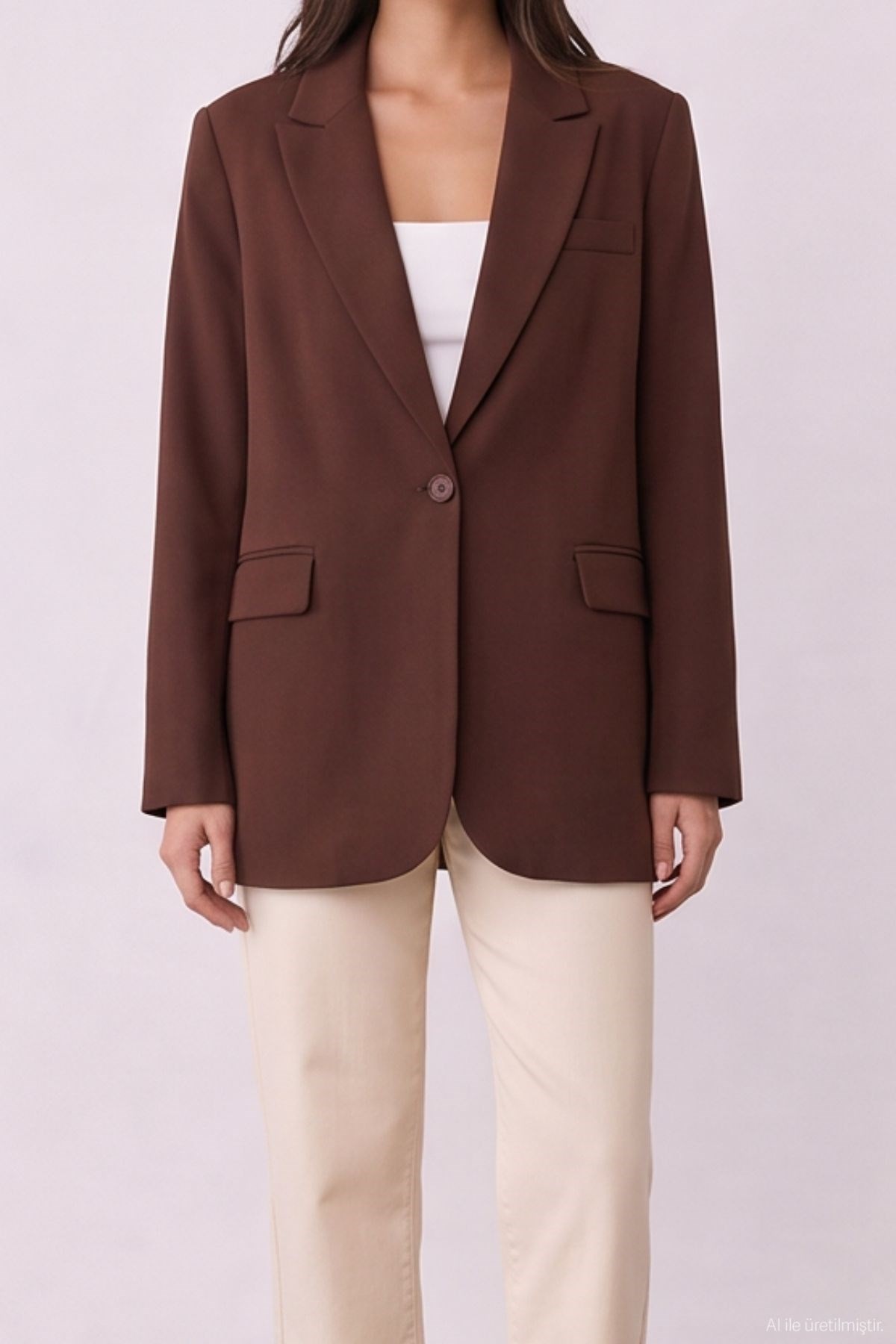Quzu Oversize Blazer Ceket Koyu Kahve