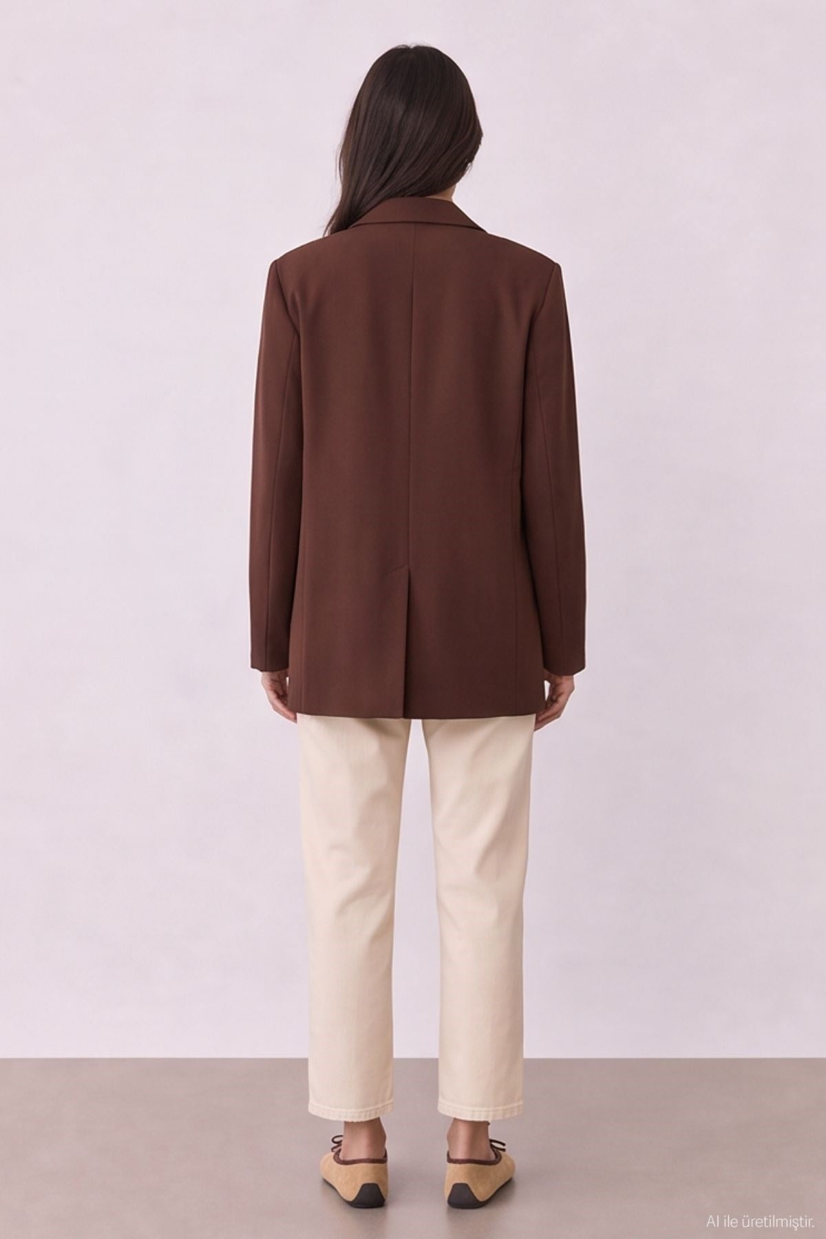 Quzu Oversize Blazer Ceket Koyu Kahve