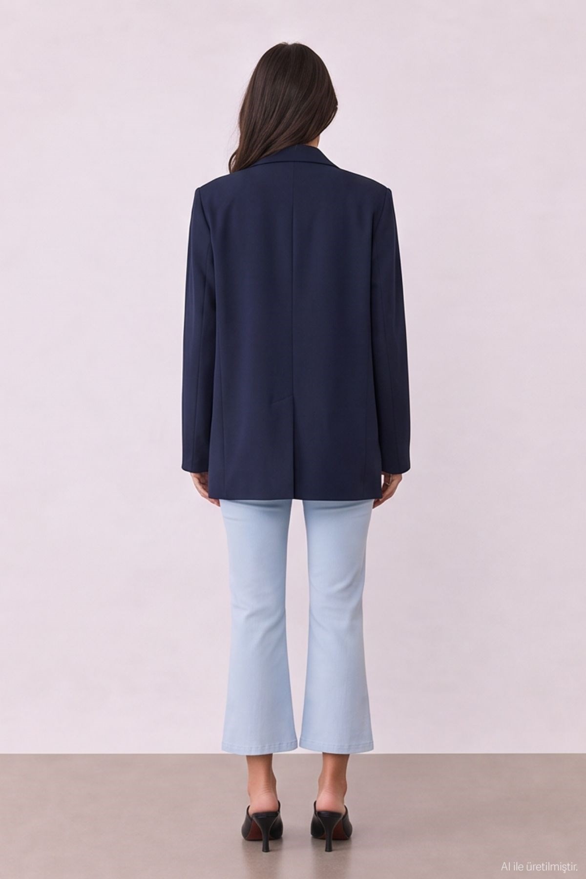 Quzu Oversize Blazer Ceket Lacivert