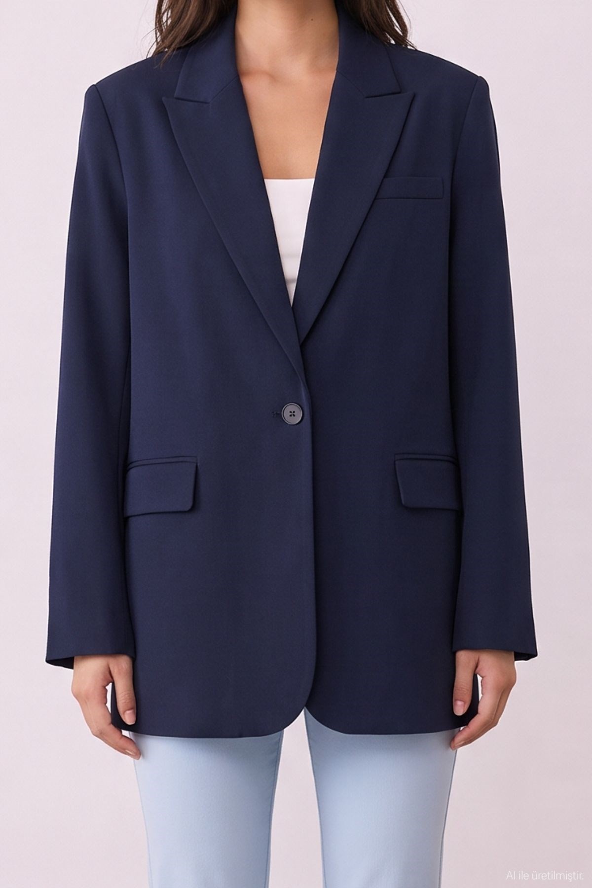 Quzu Oversize Blazer Ceket Lacivert