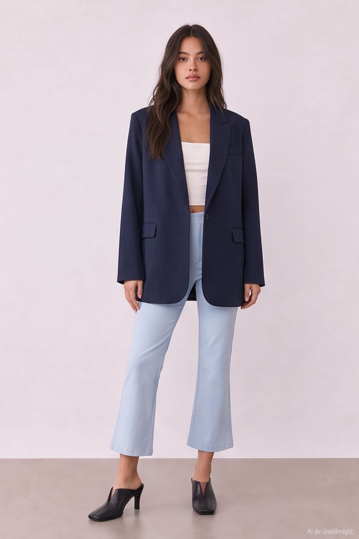 Quzu Oversize Blazer Ceket Lacivert