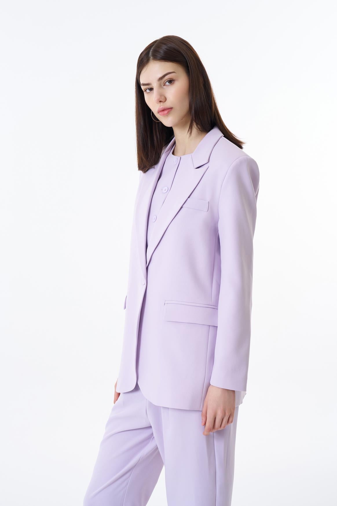Quzu Oversize Blazer Ceket Lila