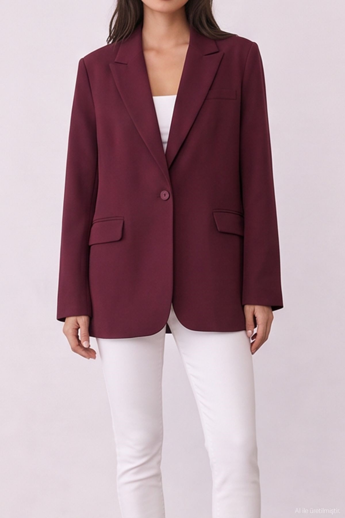 Quzu Oversize Blazer Jacket Plum