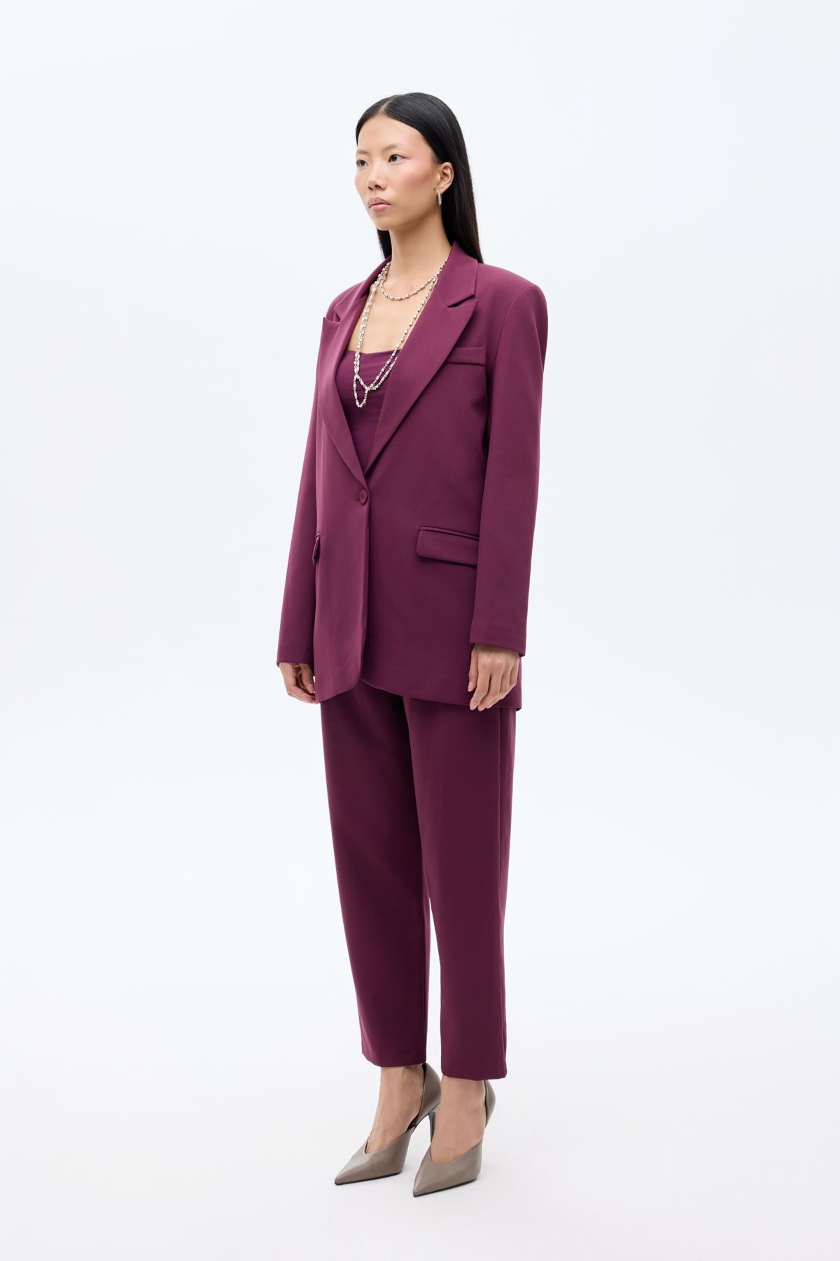 Quzu Oversize Blazer Ceket Mürdüm