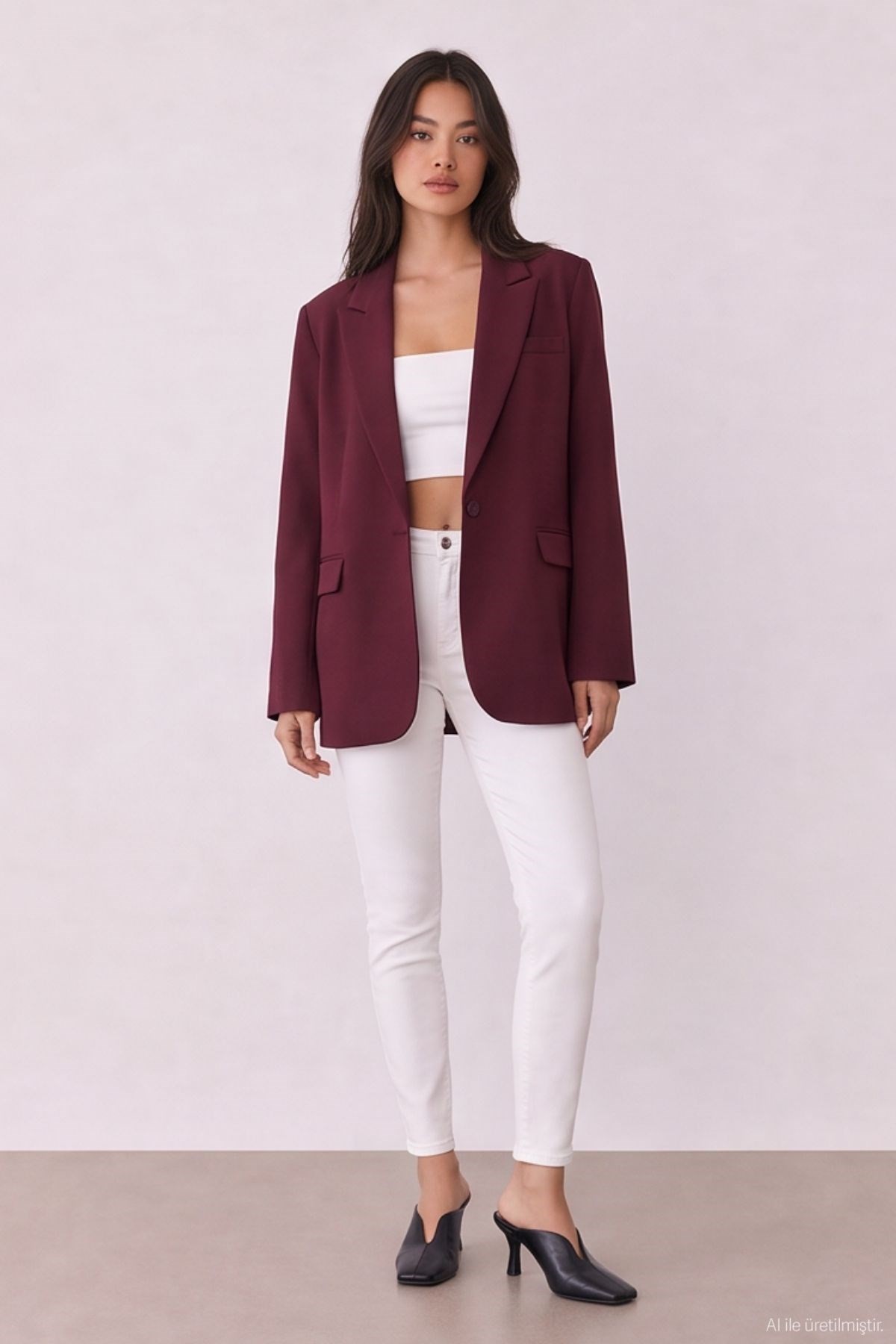 Quzu Oversize Blazer Jacket Plum