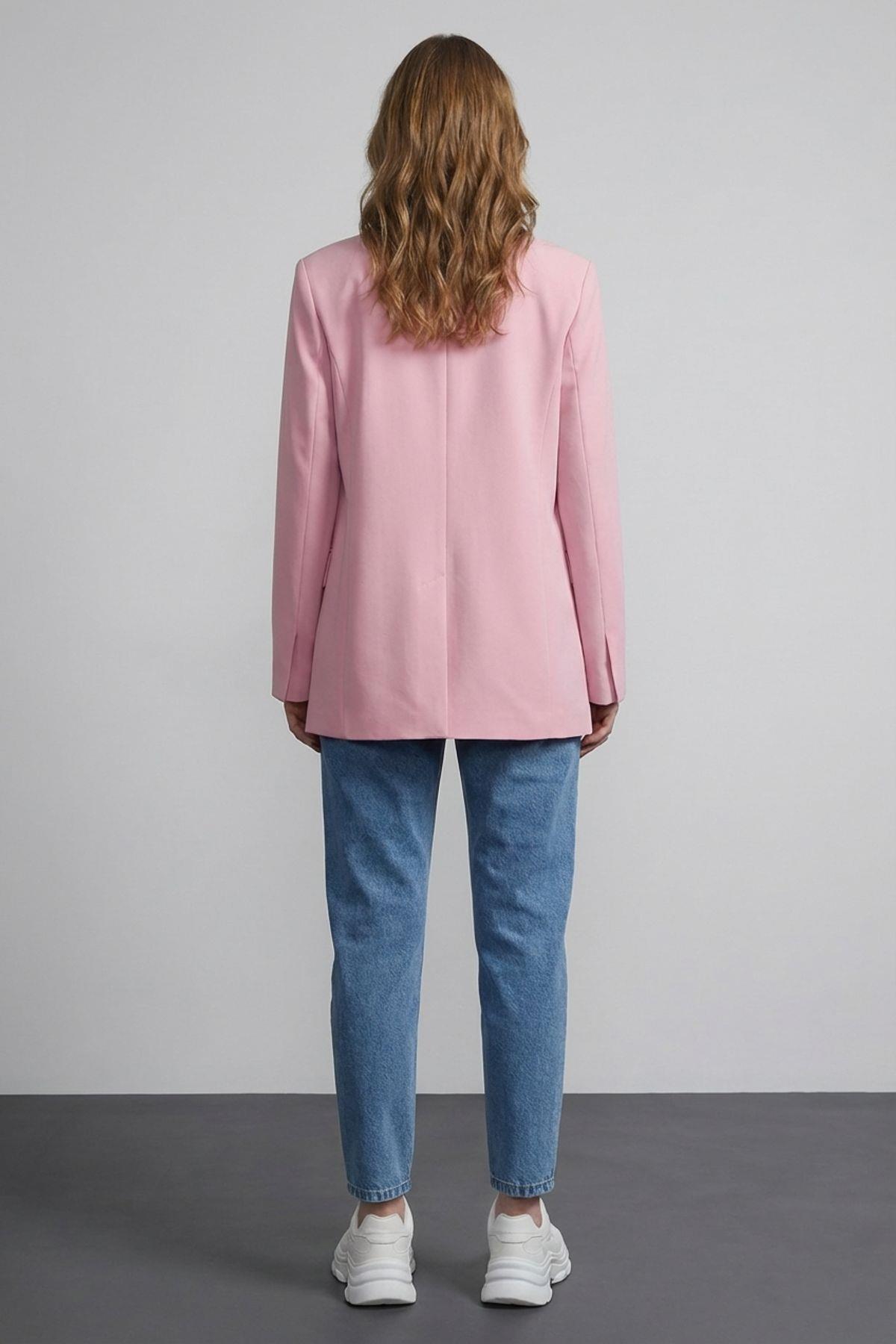 Quzu Oversize Blazer Ceket Pembe
