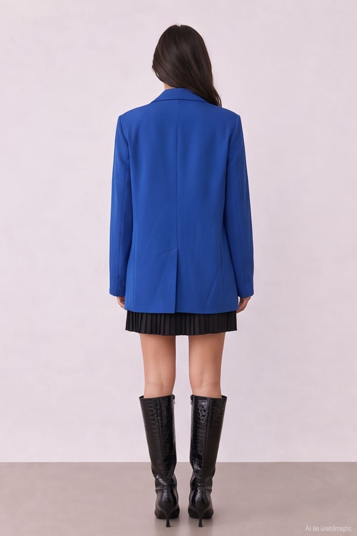Quzu Oversize Blazer Jacket Sax